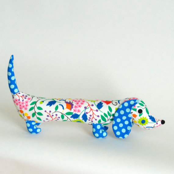 Friends of Socktopus https://www.etsy.com/listing/105605929/modern-floral-childrens-plush-wiener-dog?ref=col_view